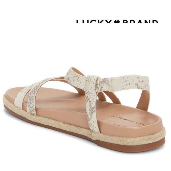 New Lucky Brand Darli Slingback Sandal, Size 6.5 / 7.5 / 10 in Stucco Leather - Picture 3 of 11